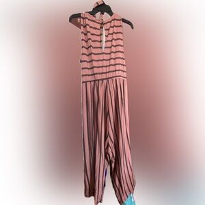 Torrid Dusty Rose Striped Textured Knit Sleeveless Culotte Jumpsuit Sz 1 (XL/1X)